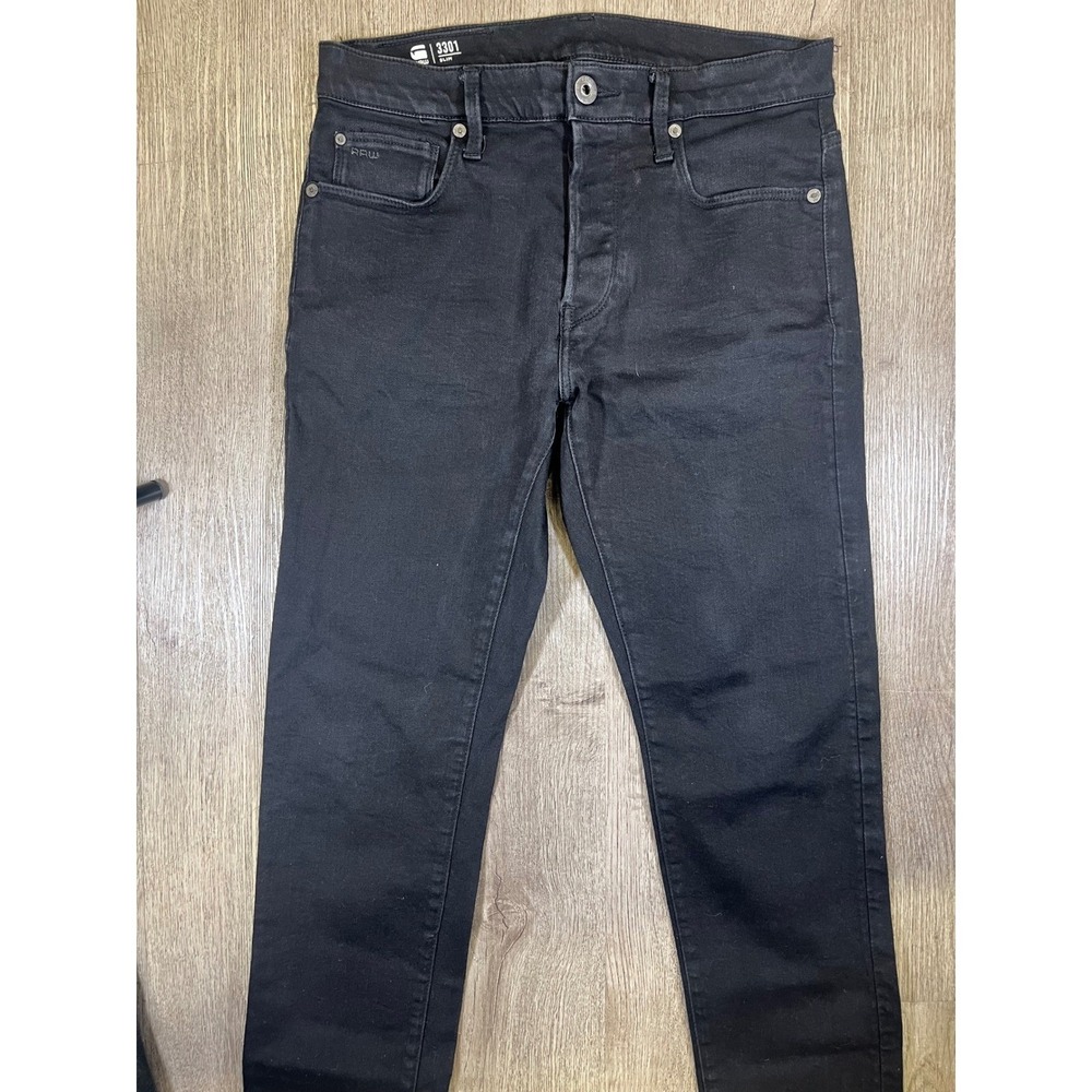 G-Star Raw 3301 Slim Black Authentic Jeans Mens 30x34 Button Fly 51001-B964-A810 - Picture 10 of 10